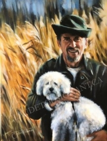 Un père avec le chien de sa fille